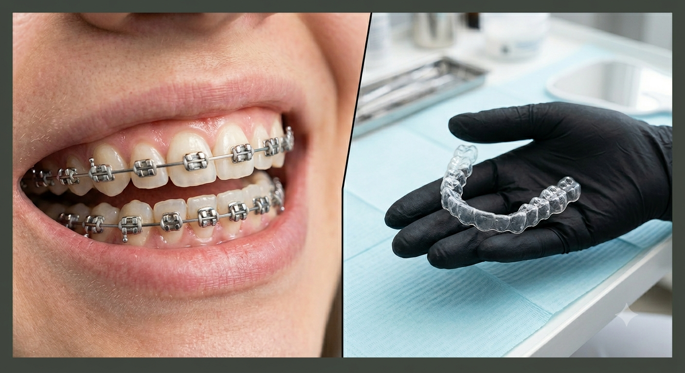 Aparelho fixo e invisalign
